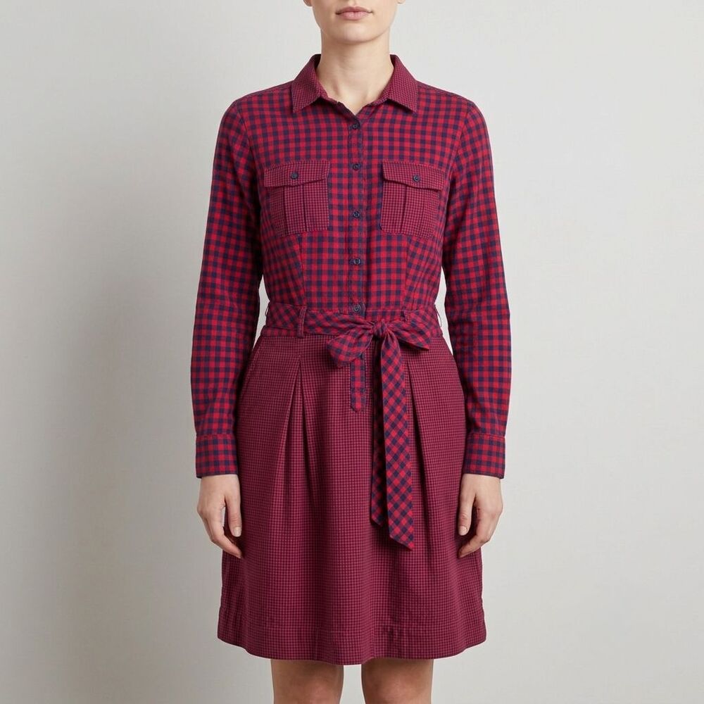 Brooks Brothers Red Fleece Red Plaid Flannel Shirt Dress Womens Size 6 Preppy